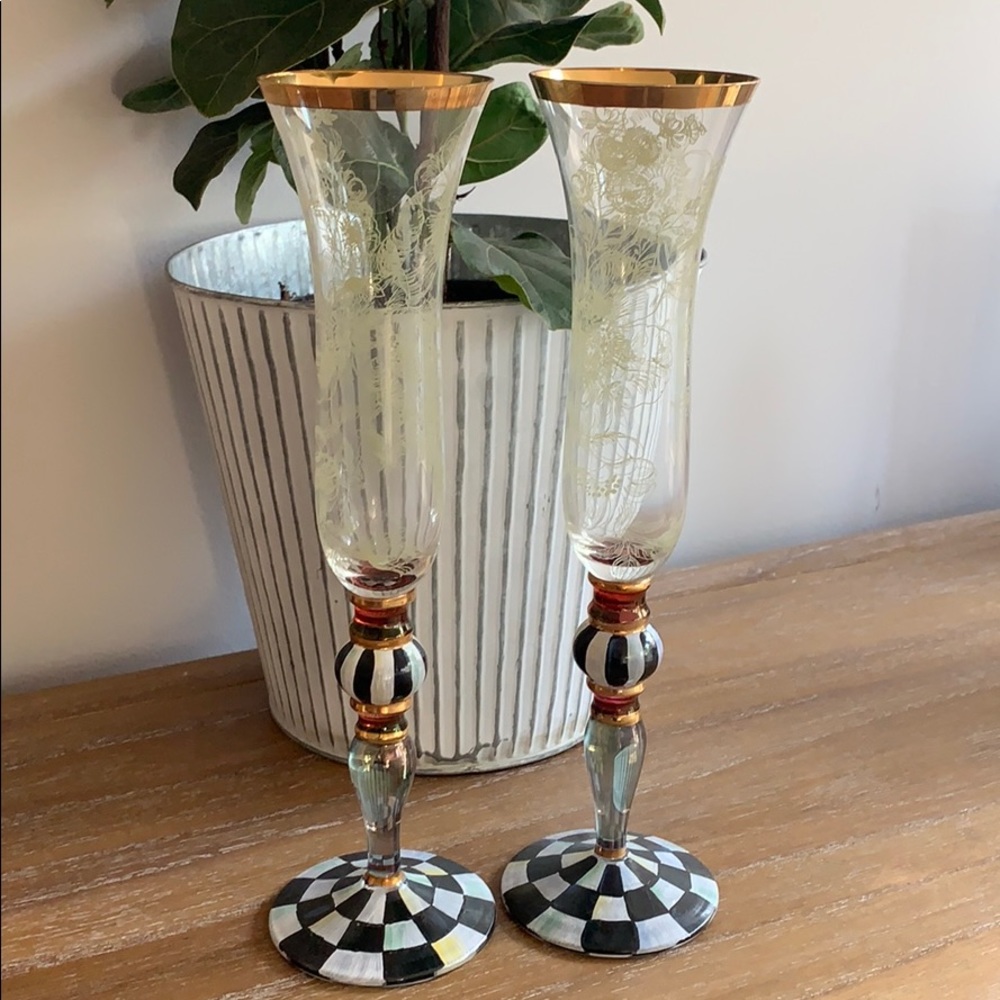Mackenzie Childs champagne flutes set of two